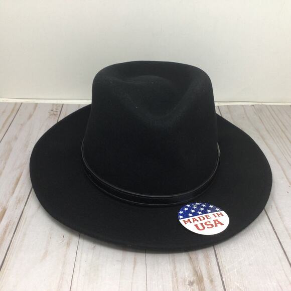 Stetson Mens Cruiser Fedora Hat Black Classic Fur Felt Hat Size Small New - Picture 1 of 4